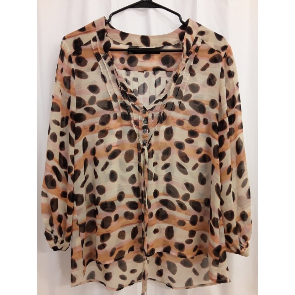 Animal Print Sheer Blouse Size Small